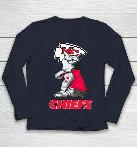 NFL Football My Cat Loves Kansas City Chiefs Youth Long Sleeve 2
