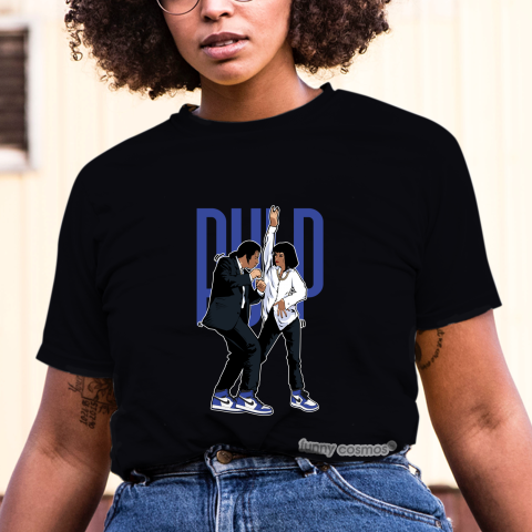 Air Jordan 1 Game Royal 1 Matching Sneaker Tshirt Pulp Fiction Dance Blue and White Jordan Tshirt