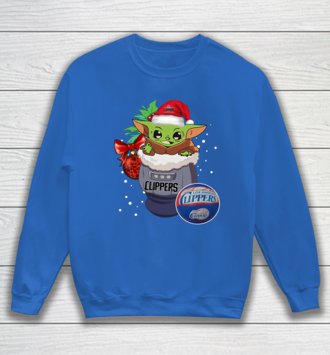 LA Clippers Christmas Baby Yoda Star Wars Funny Happy NBA Sweatshirt 7