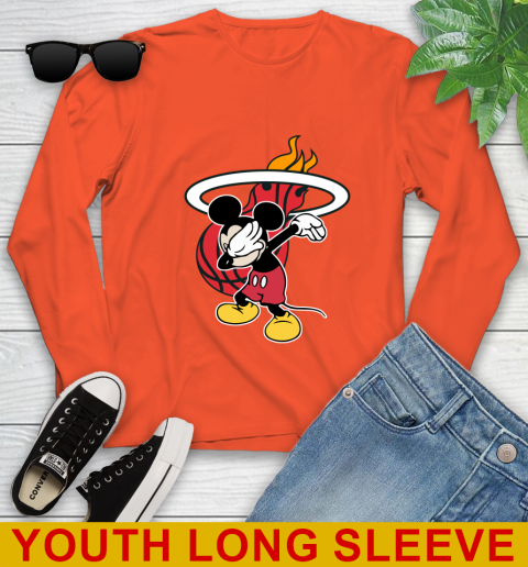 Miami Heat NBA Basketball Dabbing Mickey Disney Sports Youth Long Sleeve 4