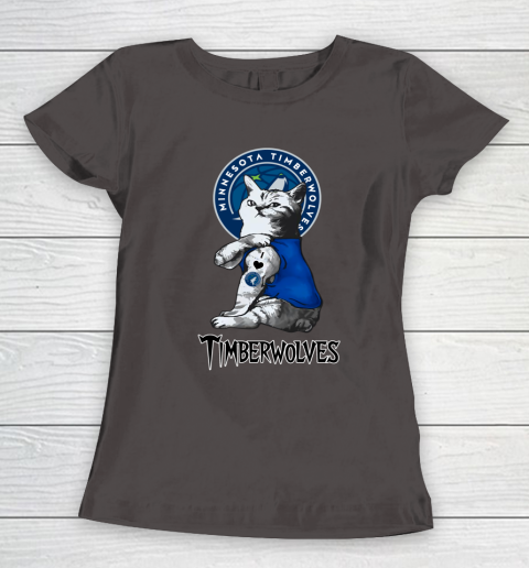 NBA Basketball My Cat Loves Minnesota Timberwolves Women's T-Shirt 7