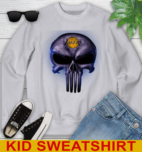 Los Angeles Lakers NBA Basketball Punisher Skull Sports Youth Sweatshirt 3
