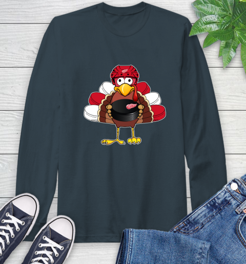 Detroit Red Wings Turkey Thanksgiving Day Long Sleeve T-Shirt 8