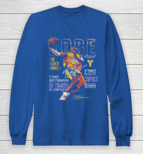 Kobe Bryant The Black Mamba 5 Times NBA Champions Signatures Long Sleeve T-Shirt 6