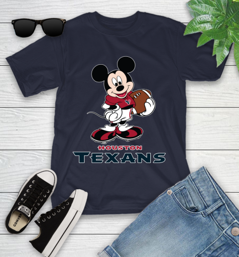 NFL Football Houston Texans Cheerful Mickey Mouse Shirt Youth T-Shirt 3