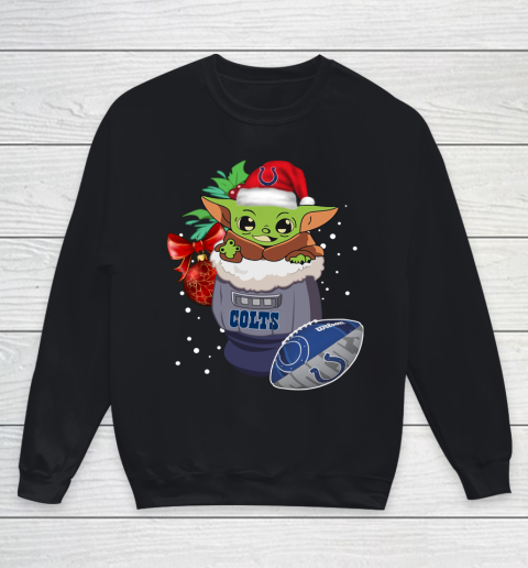 Indianapolis Colts Christmas Baby Yoda Star Wars Funny Happy NFL Youth Sweatshirt