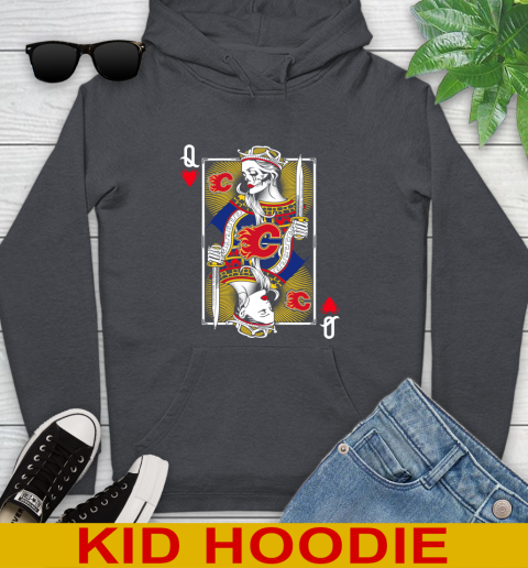 NHL Hockey Calgary Flames The Queen Of Hearts Card Shirt Youth Hoodie 9