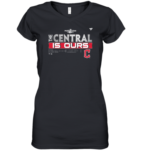 Cleveland Guardians Fanatics Branded Navy 2022 AL Central Division Champions Locker Room Women's V-Neck T-Shirt