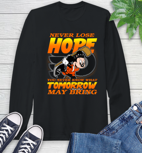 Philadelphia Flyers NHL Hockey ootball Mickey Disney Never Lose Hope Long Sleeve T-Shirt
