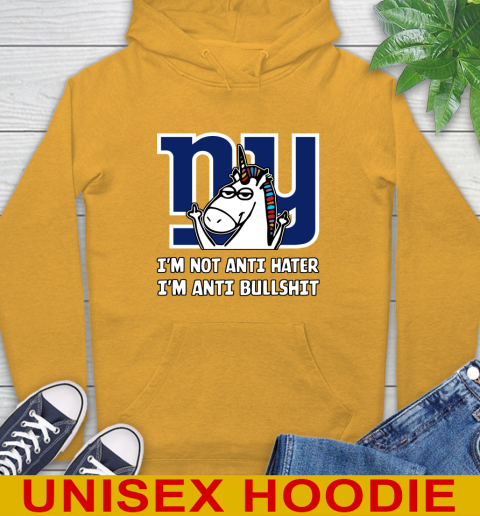 New York Giants NFL Football Unicorn I'm Not Anti Hater I'm Anti Bullshit Hoodie 3