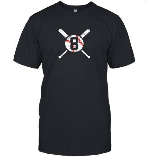 Baseball Number 8 Eight Shirt Distressed Softball Apparel Unisex Jersey Tee