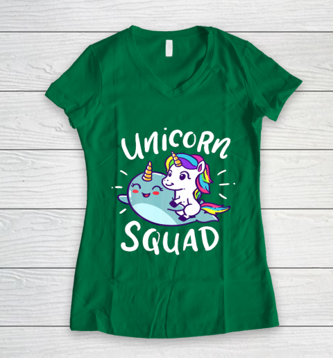 Unicorn Squad Narwhal Funny Cute Birthday Party Present Gift Women's V-Neck T-Shirt 3