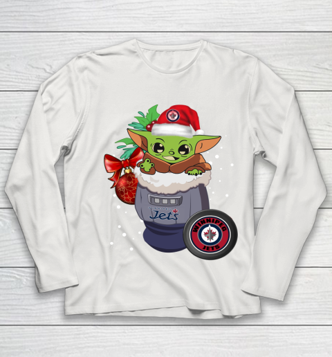 Winnipeg Jets Christmas Baby Yoda Star Wars Funny Happy NHL Youth Long Sleeve 11