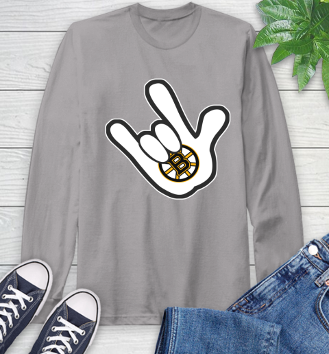 Boston Bruins NHL Hockey Mickey Rock Hand Disney Long Sleeve T-Shirt 6