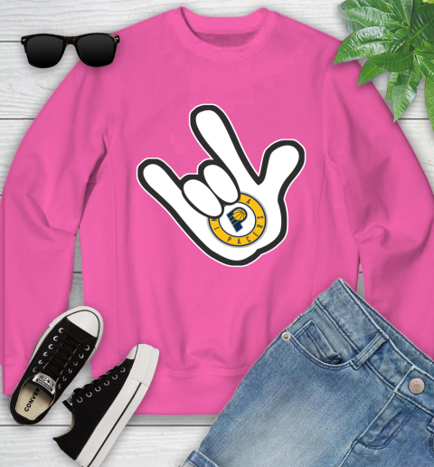 Indiana Pacers NBA Basketball Mickey Rock Hand Disney Youth Sweatshirt 7