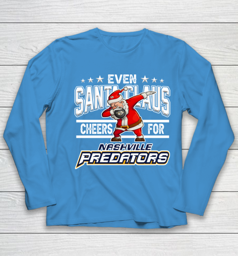 Nashville Predators Even Santa Claus Cheers For Christmas NHL Youth Long Sleeve 5