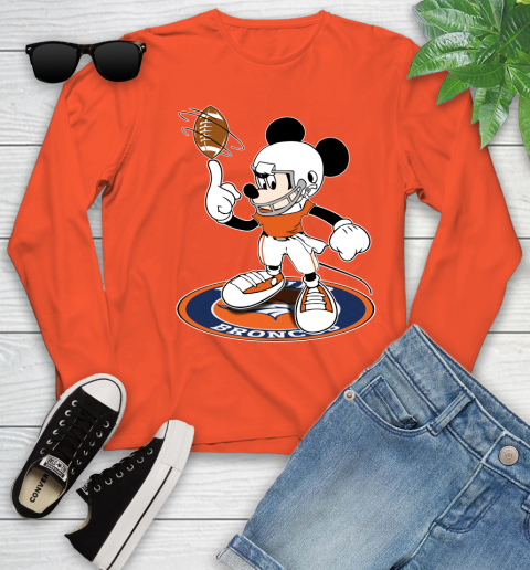NFL Football Denver Broncos Cheerful Mickey Disney Shirt Youth Long Sleeve 4
