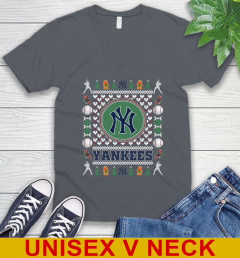 New York Yankees Merry Christmas MLB Baseball Loyal Fan V-Neck T-Shirt 4