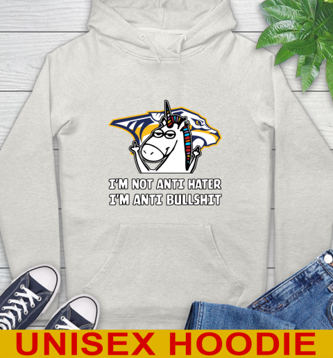 Nashville Predators NHL Hockey Unicorn I'm Not Anti Hater I'm Anti Bullshit Hoodie 12