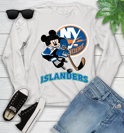 NHL New York Islanders Mickey Mouse Disney Hockey T Shirt Youth Long Sleeve