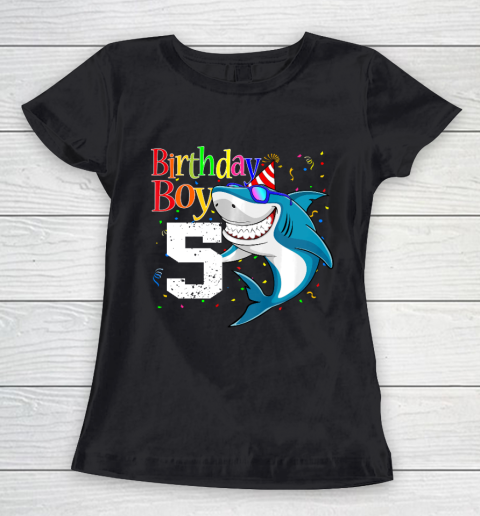 Kids 5th Birthday Boy Shark Shirts 5 Jaw Some Four Tees Boys 5 Years Old Women's T-Shirt