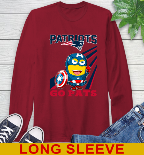 NFL Football New England Patriots Captain America Marvel Avengers Minion Shirt Long Sleeve T-Shirt 9