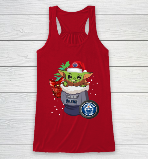 Edmonton Oilers Christmas Baby Yoda Star Wars Funny Happy NHL Racerback Tank 5