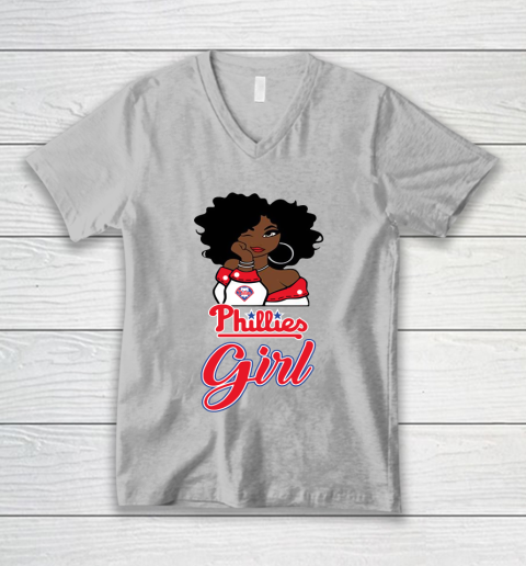 Philadelphia Philliess Girl MLB V-Neck T-Shirt 4