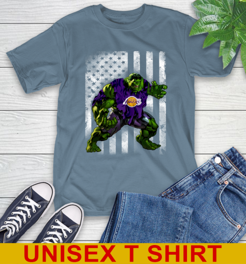 Los Angeles Lakers Hulk Marvel Avengers NBA Basketball American Flag T-Shirt 8