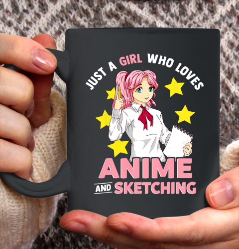 Just A Girl Who Loves Anime and Sketching Girls Anime Merch Ceramic Mug 11oz