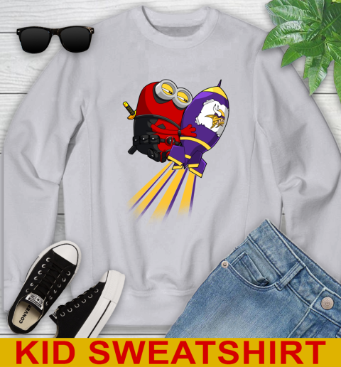 NFL Football Minnesota Vikings Deadpool Minion Marvel Shirt Youth Sweatshirt 3