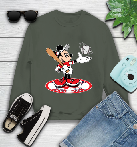 MLB Baseball Boston Red Sox Cheerful Mickey Disney Shirt Youth Sweatshirt 9