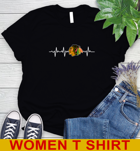 Chicago Blackhawks NHL Hockey Heart Beat Shirt Women's T-Shirt