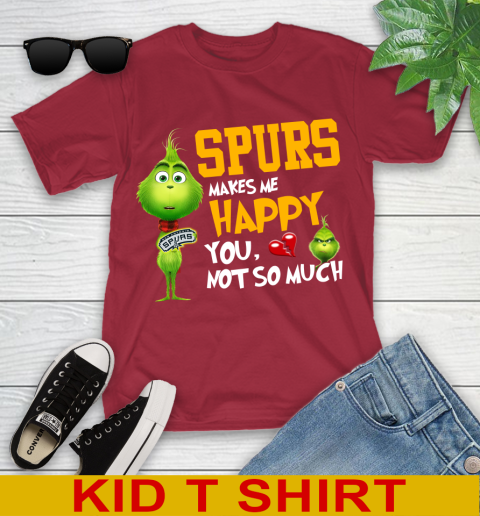 NBA San Antonio Spurs Makes Me Happy You Not So Much Grinch Basketball Sports Youth T-Shirt 12