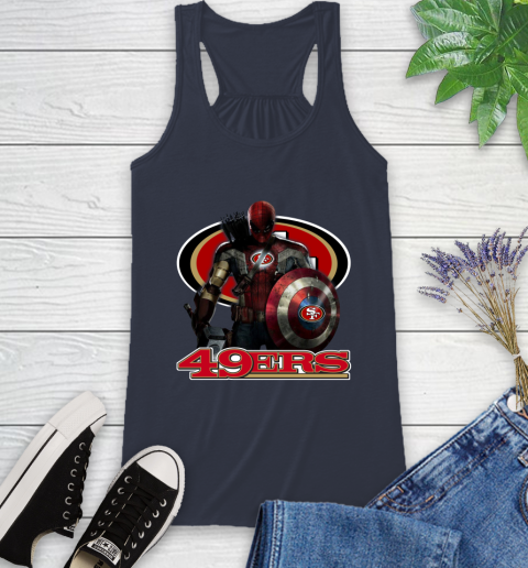 NFL Captain America Thor Spider Man Hawkeye Avengers Endgame Football San Francisco 49ers Racerback Tank 12