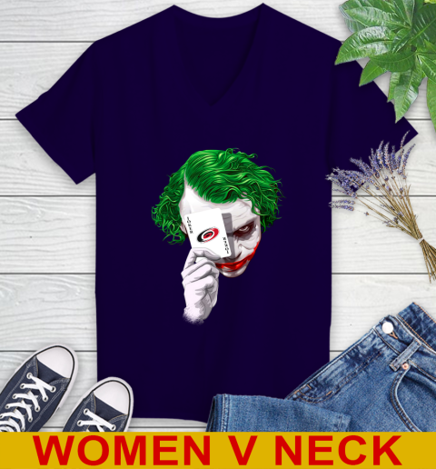 Carolina Hurricanes NHL Hockey Joker Card Shirt Women's V-Neck T-Shirt 3