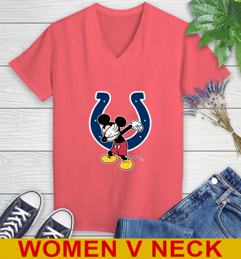 Indianapolis Colts NFL Football Dabbing Mickey Disney Sports Women's V-Neck T-Shirt 7