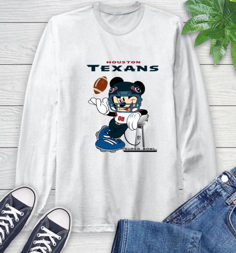 NFL Houston Texans Mickey Mouse Disney Super Bowl Football T Shirt Long Sleeve T-Shirt