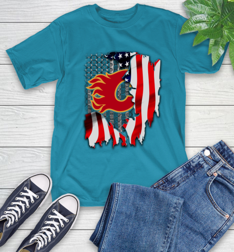 Calgary Flames NHL Hockey American Flag T-Shirt 9