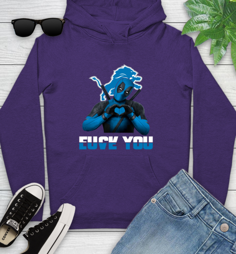 NHL Detroit Lions Deadpool Love You Fuck You Football Sports Youth Hoodie 5