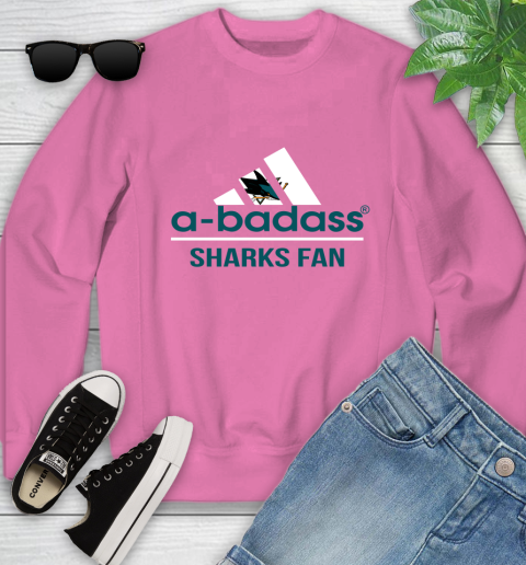 NHL A Badass San Jose Sharks Fan Adidas Hockey Sports Youth Sweatshirt 6