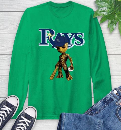 MLB Tampa Bay Rays Groot Guardians Of The Galaxy Baseball Long Sleeve T-Shirt 7