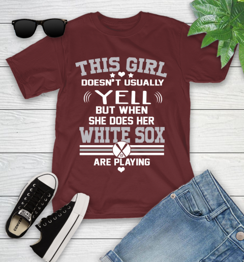 Chicago White Sox MLB Baseball I Yell When My Team Is Playing Youth T-Shirt 14
