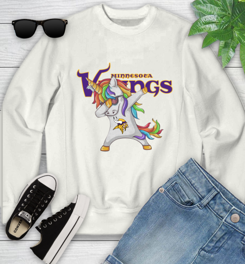 Minnesota Vikings NFL Football Funny Unicorn Dabbing Sports Youth Sweatshirt