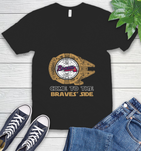 MLB Come To The Atlanta Braves Side Star Wars Baseball Sports V-Neck T-Shirt
