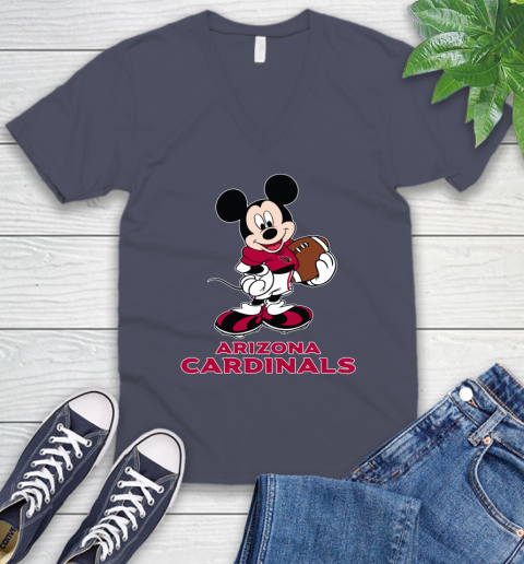 NFL Football Arizona Cardinals Cheerful Mickey Mouse Shirt V-Neck T-Shirt 8