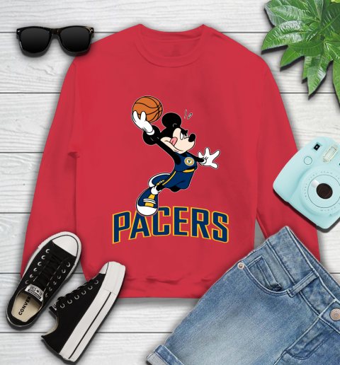 NBA Basketball Indiana Pacers Cheerful Mickey Mouse Shirt Youth Sweatshirt 8