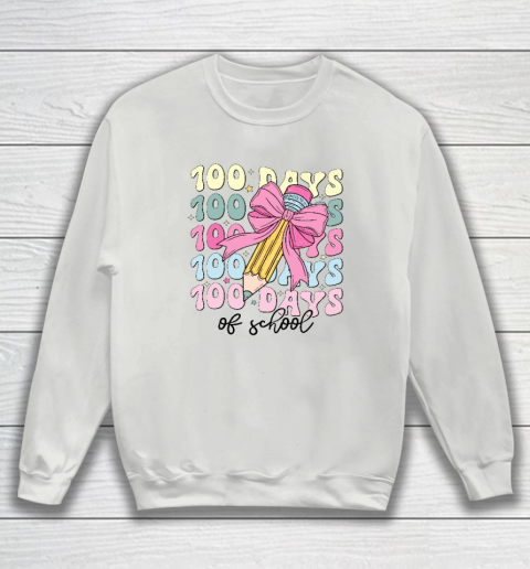 100 Days of School Girls Coquette Bow 100th Day of School Sweatshirt 3
