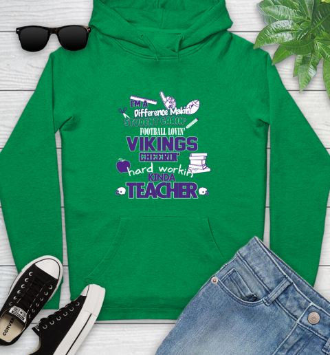Minnesota Vikings NFL I'm A Difference Making Student Caring Football Loving Kinda Teacher Youth Hoodie 9