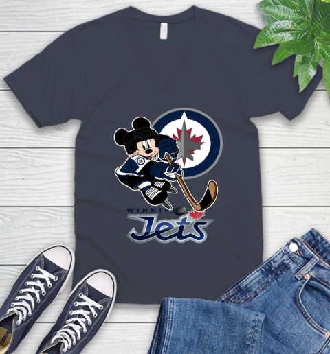 NHL Winnipeg Jets Mickey Mouse Disney Hockey T Shirt V-Neck T-Shirt 9